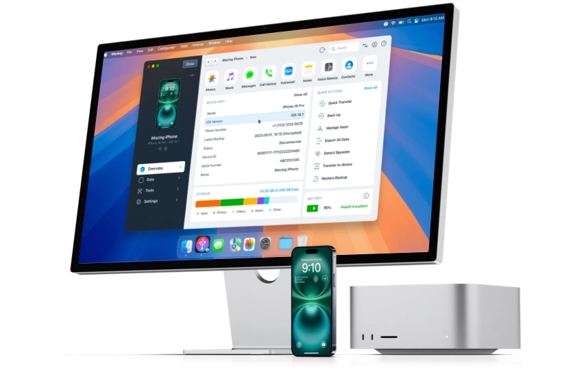 iMazing running on macOS, showing the device library